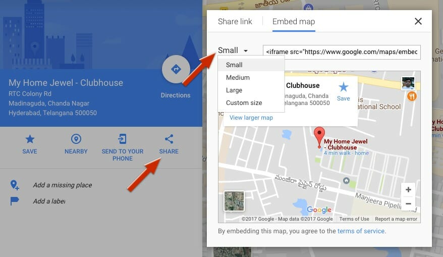Add Google Maps To WordPress With Share Menu