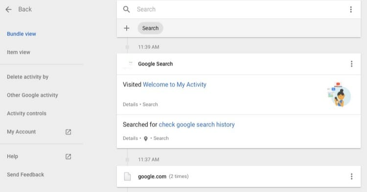 Find Your Google Search Activity on My Activity Page