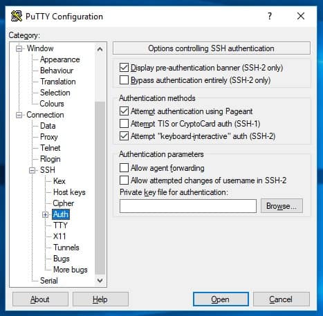 Putty Private Key Entry On Connection Screen