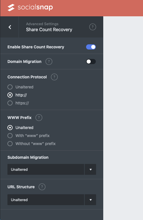 Share Count Recovery From Domain Migration