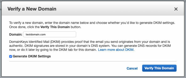 AWS SES Domain Verification