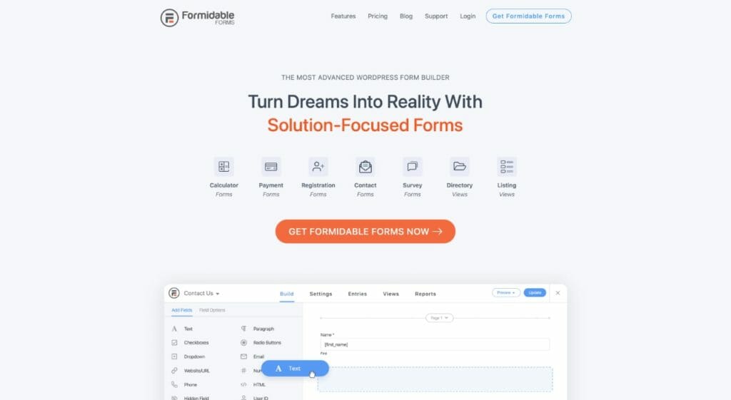 Formidable Form WordPress Plugin Official Site Screenshot