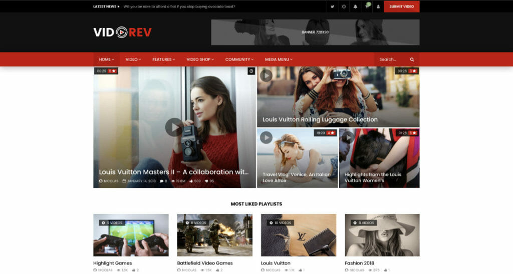 VideoRev WordPress Theme For Video Community Site
