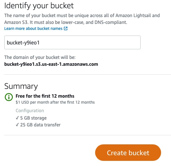 Create Bucket with Unique Name In AWS LightSail